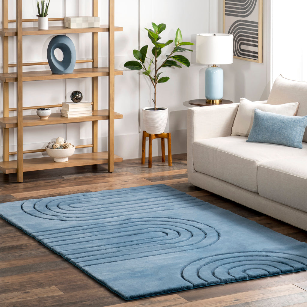 Tracie Arc Plush Cloud Washable Rug | Blue