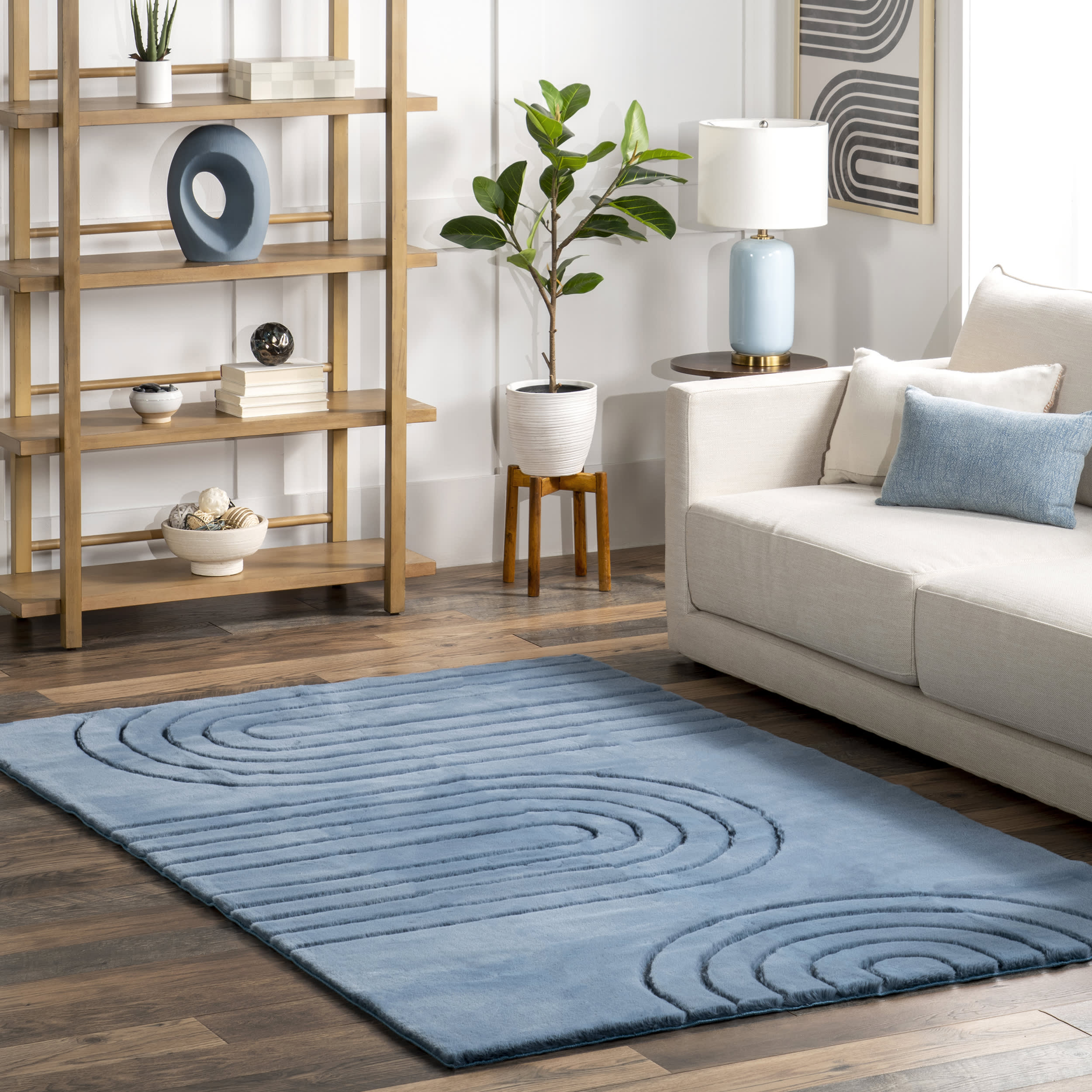 Tracie Arc Plush Cloud Washable Rug | Blue