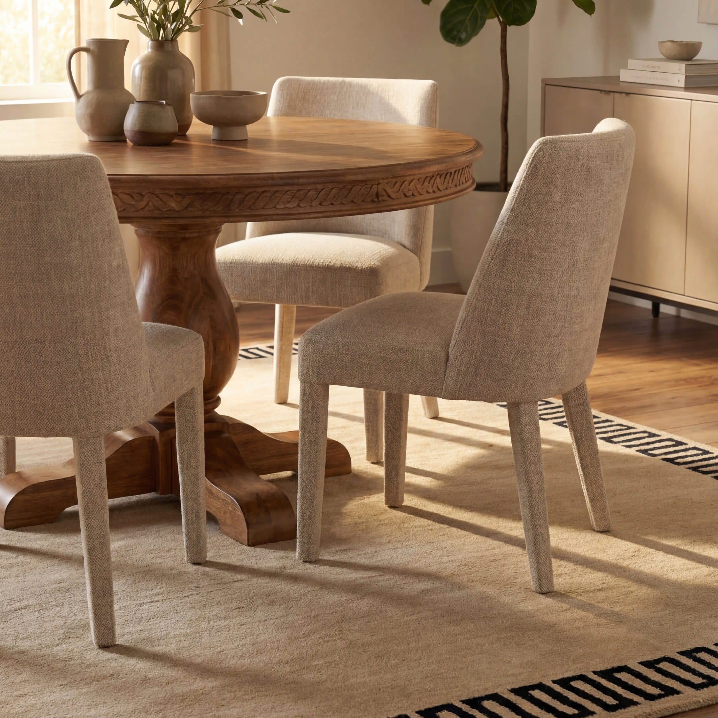 Taya Modern Bordered Rug | Beige Image principale du produit