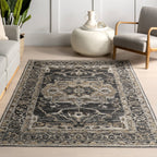 Alivia Medallion Reversible Indoor/Outdoor Rug | Cream & Charcoal