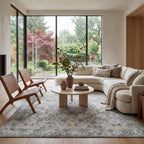Kinice Traditional Floral Washable Rug | Grey