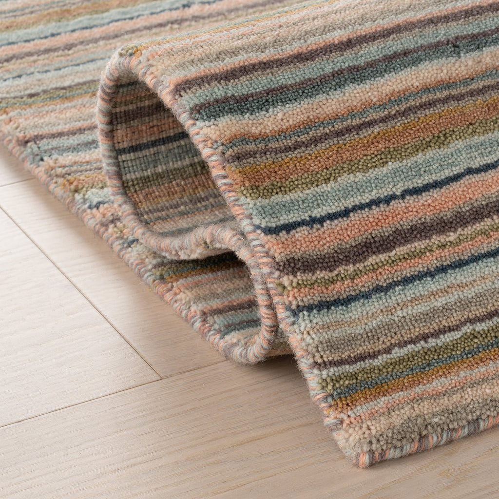 Brindle Stripe Hand Loom Knotted Wool Rug | Clay
