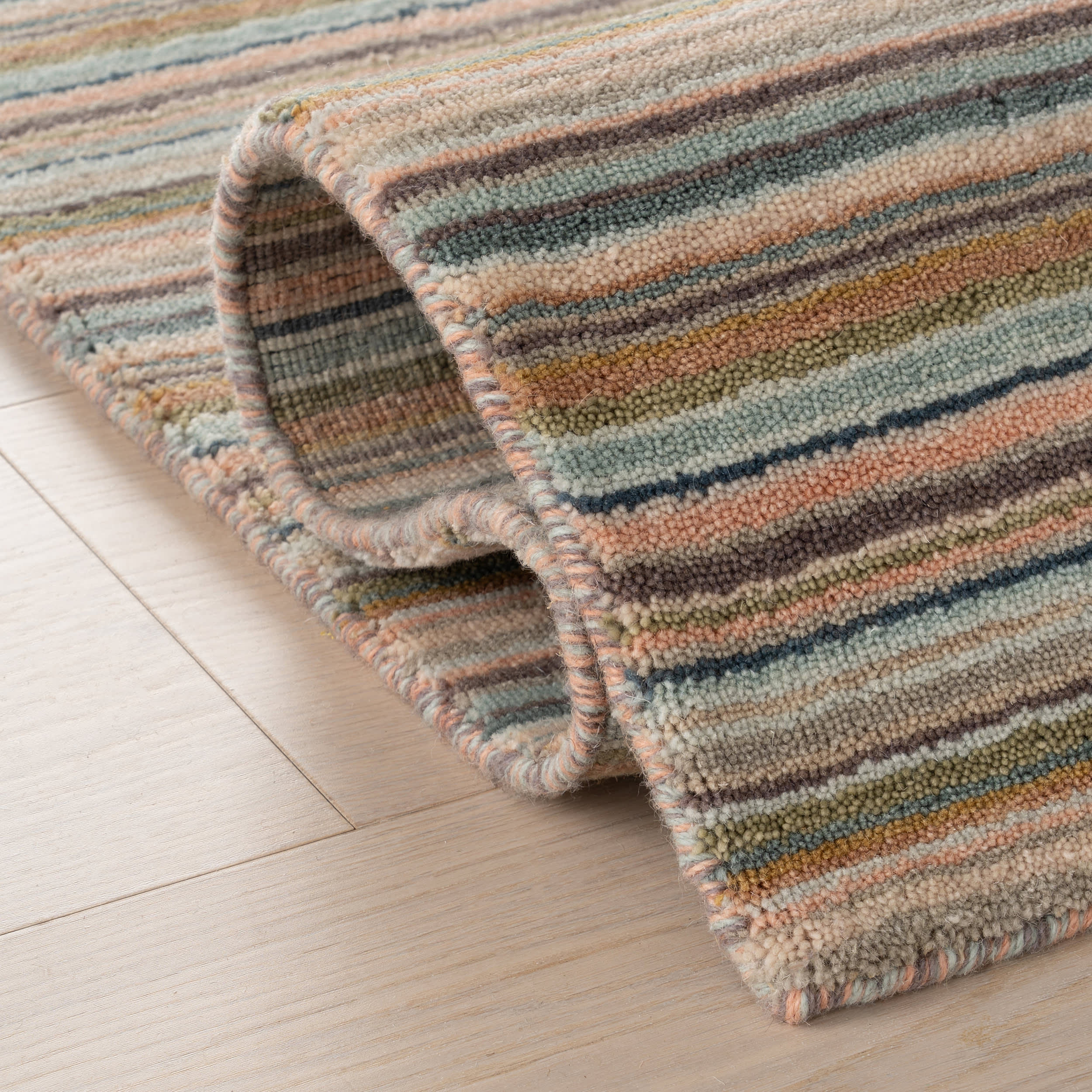 Brindle Stripe Hand Loom Knotted Wool Rug | Clay
