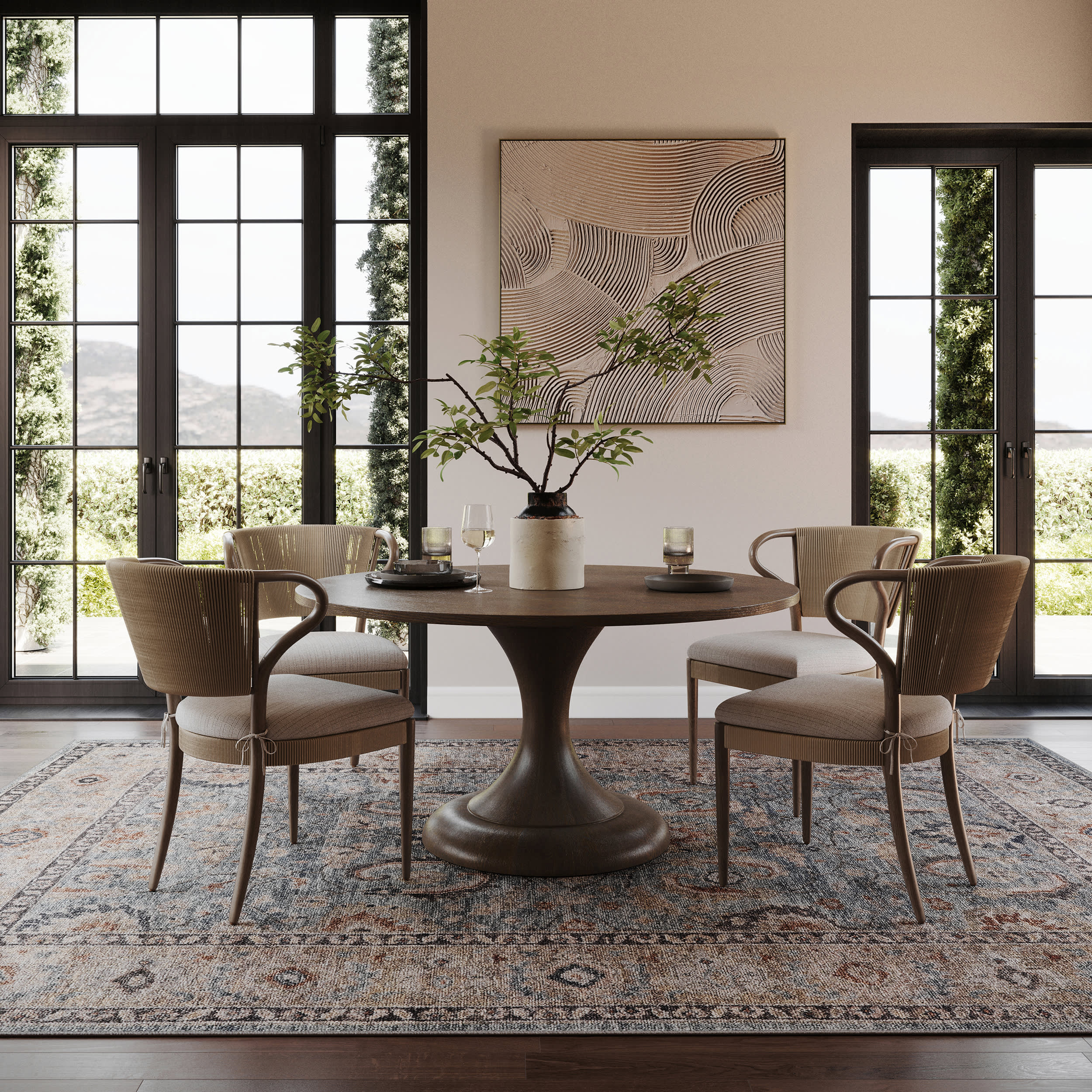 Orlind Traditional Bordered Washable Rug | Blue