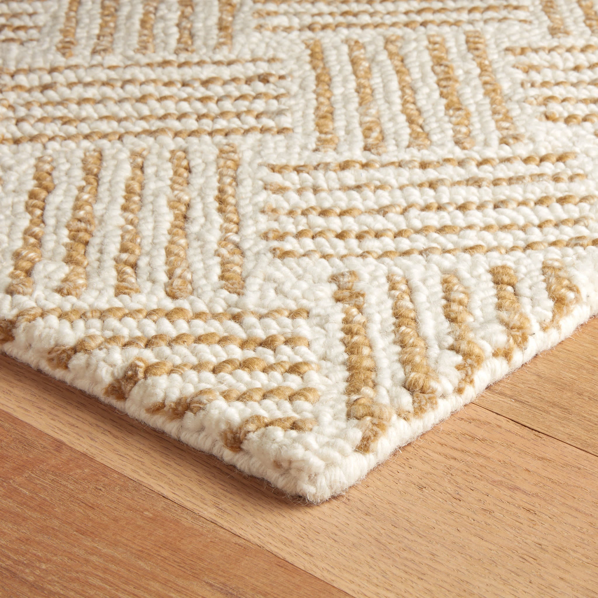 Layers Hand Hooked Wool Rug | Ochre