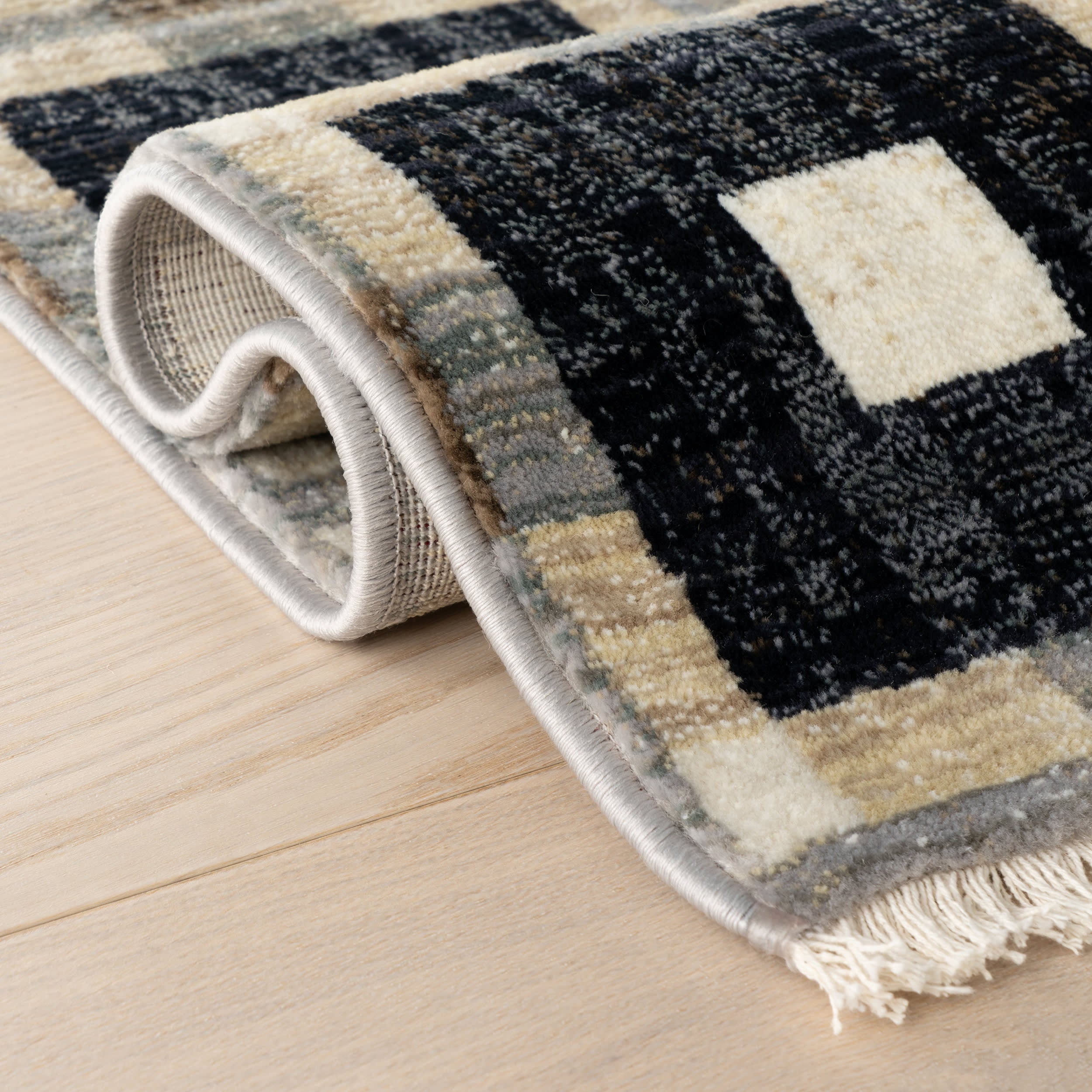 Sorelle Modern Plaid Rug | Navy