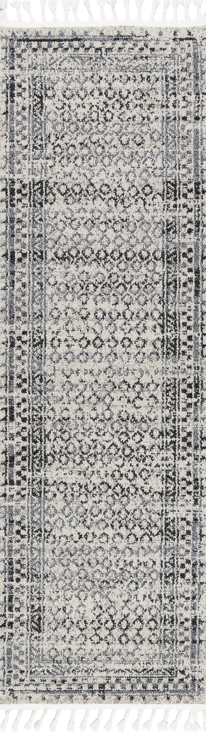 Checkered Diamonds Tassel Rug | Ivory Main image