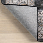 Andrea Bordered Washable Rug | Charcoal