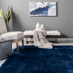 Washable Solid Shag Rug | Navy