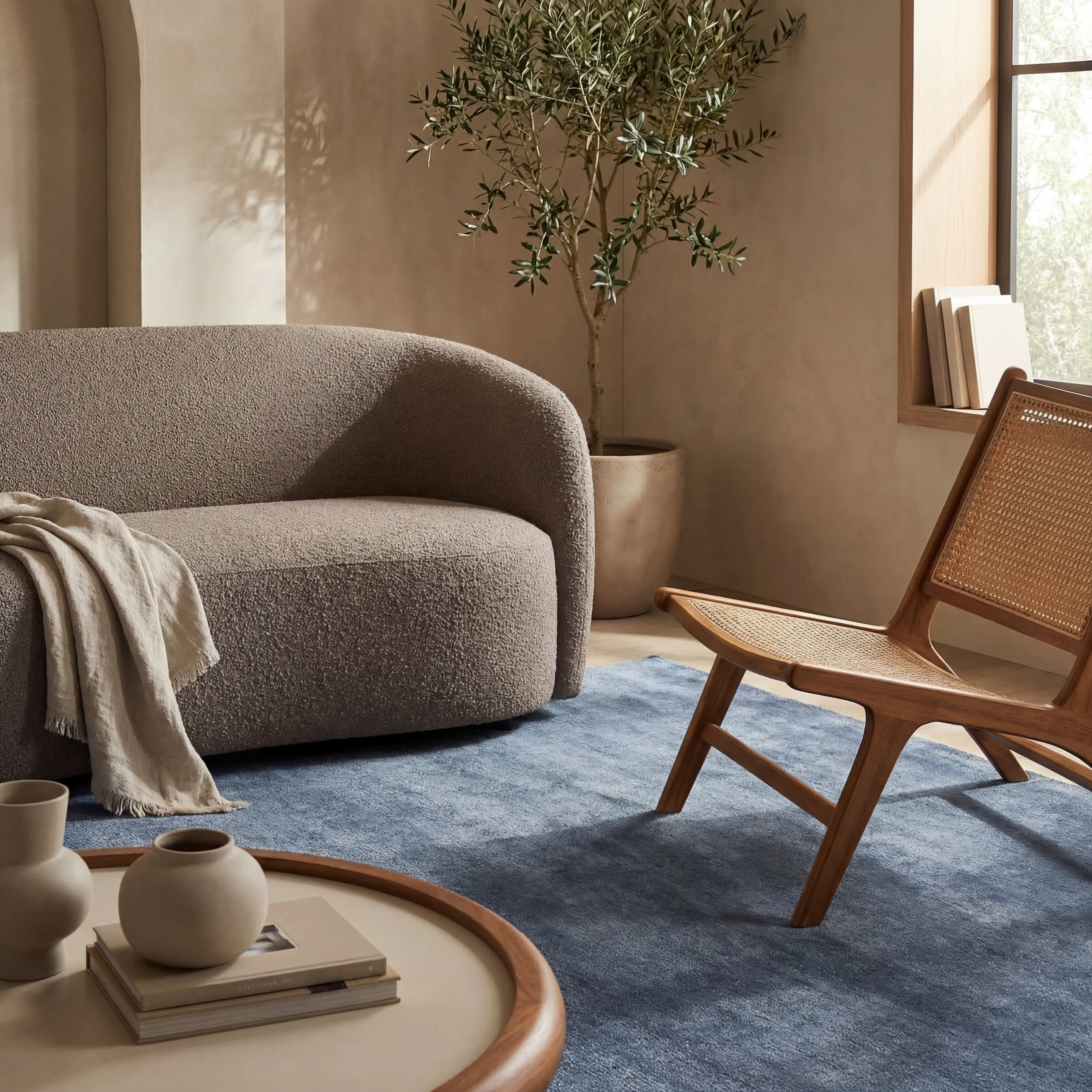 Arrel Speckled Wool-Blend Rug | Denim