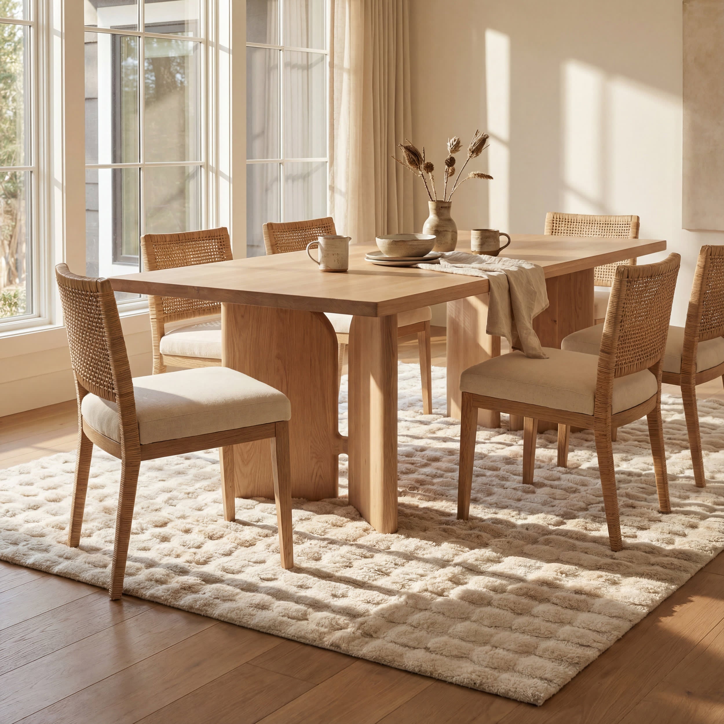 Ivana Checkered Plush Cloud Washable Rug | Beige