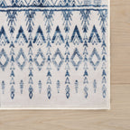 Benica Modern Geometric Washable Rug | Blue