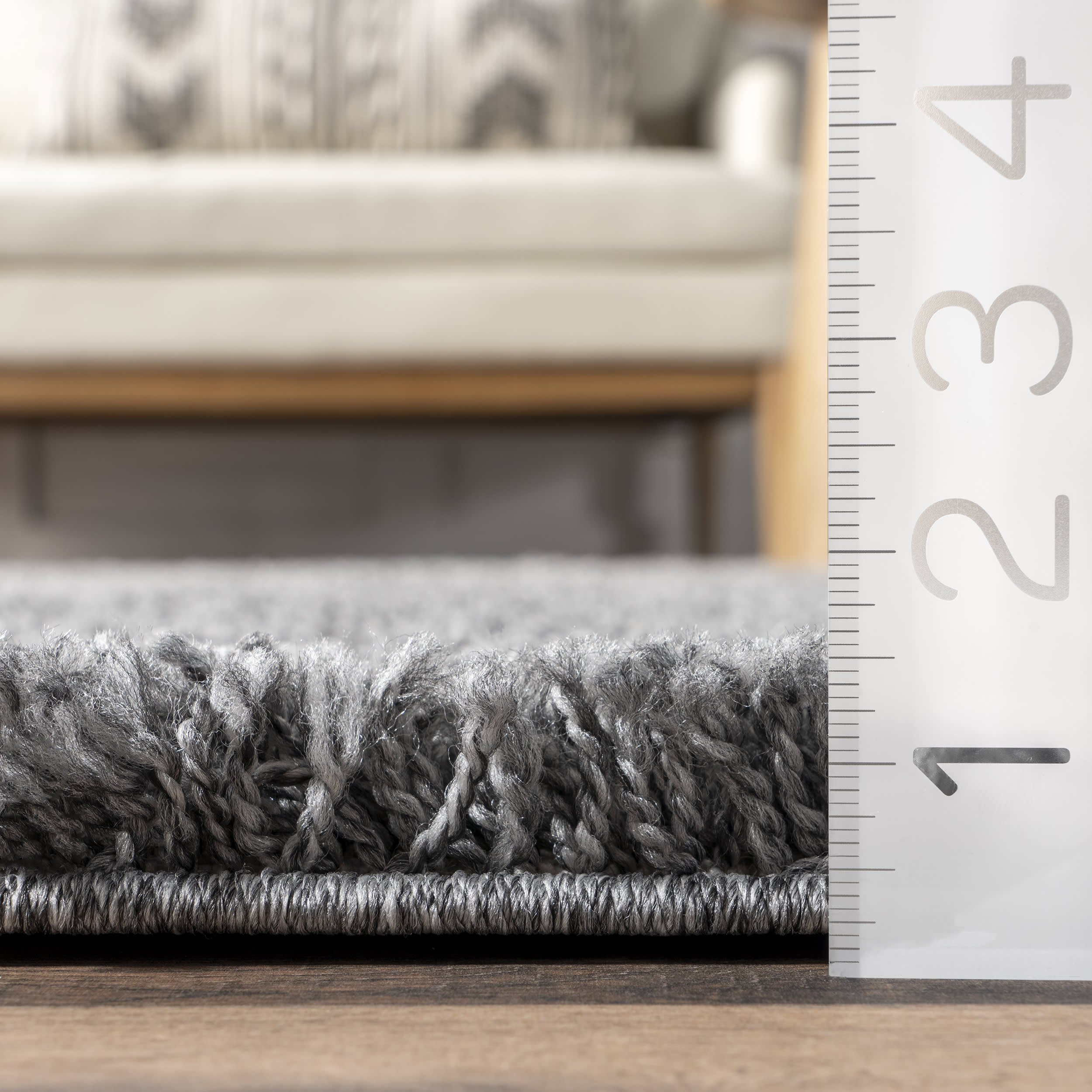 Plush Solid Shaggy Rug | Grey