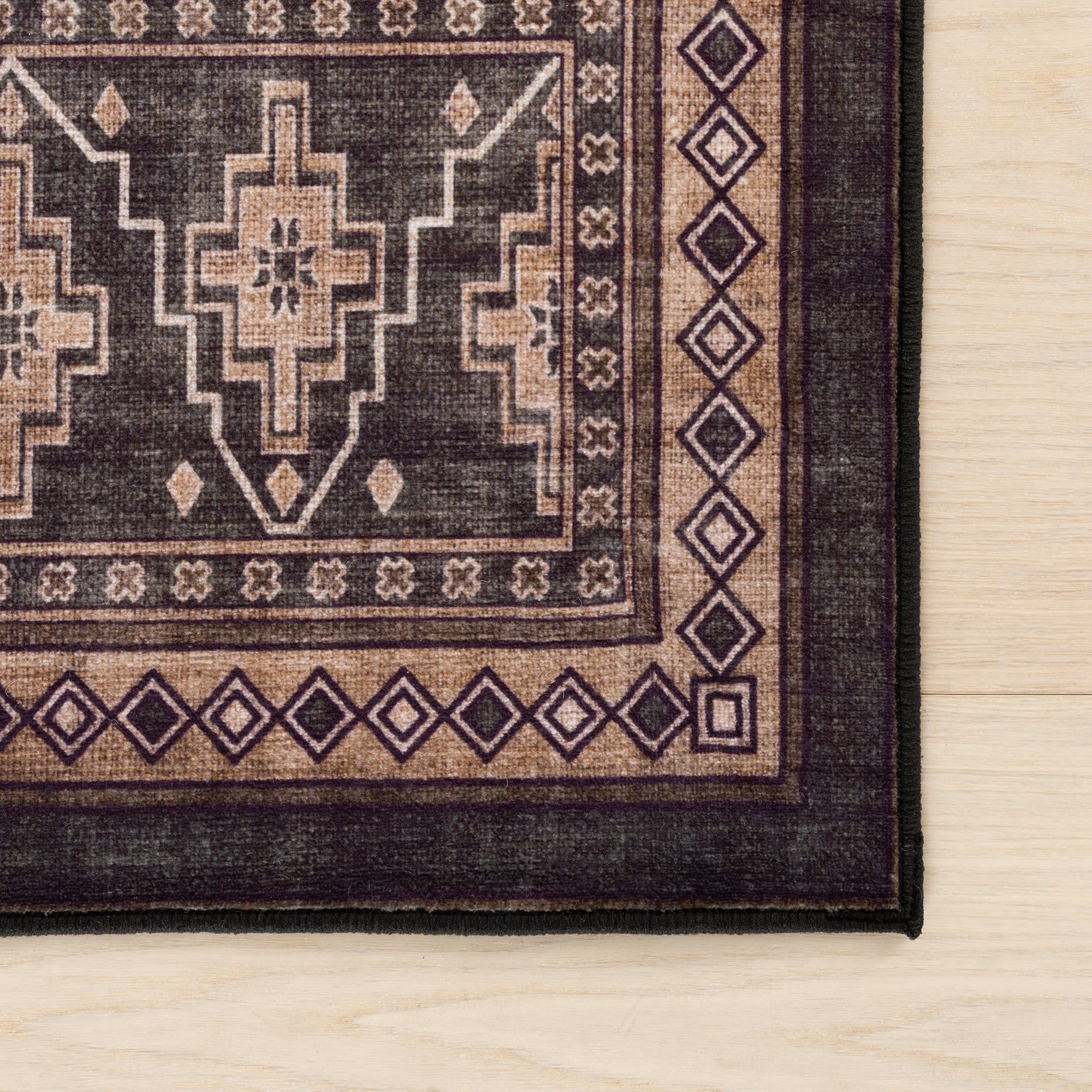 Mev Oriental and Persian Washable Rug | Brown