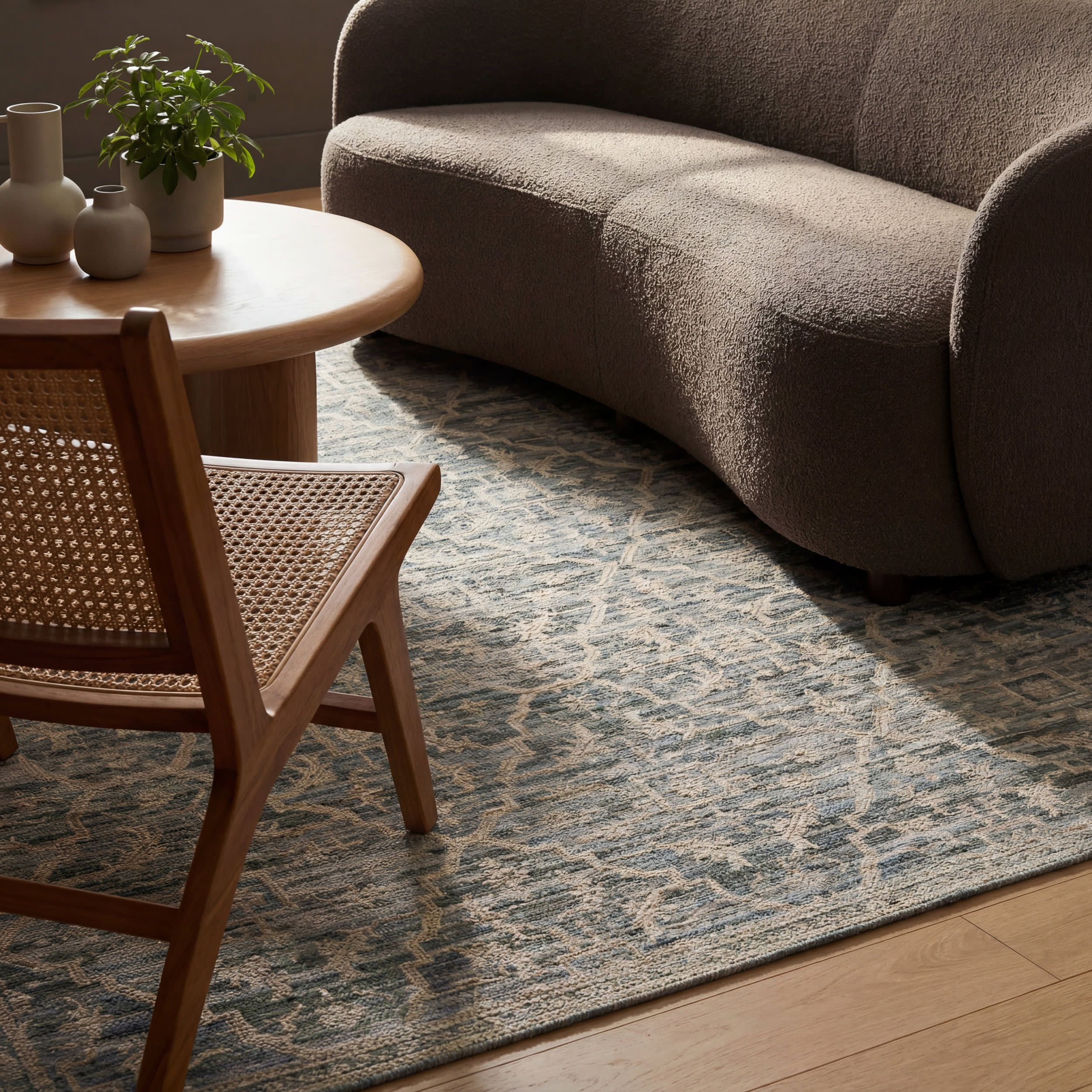 Nefre Traditional Diamond Rug | Blue