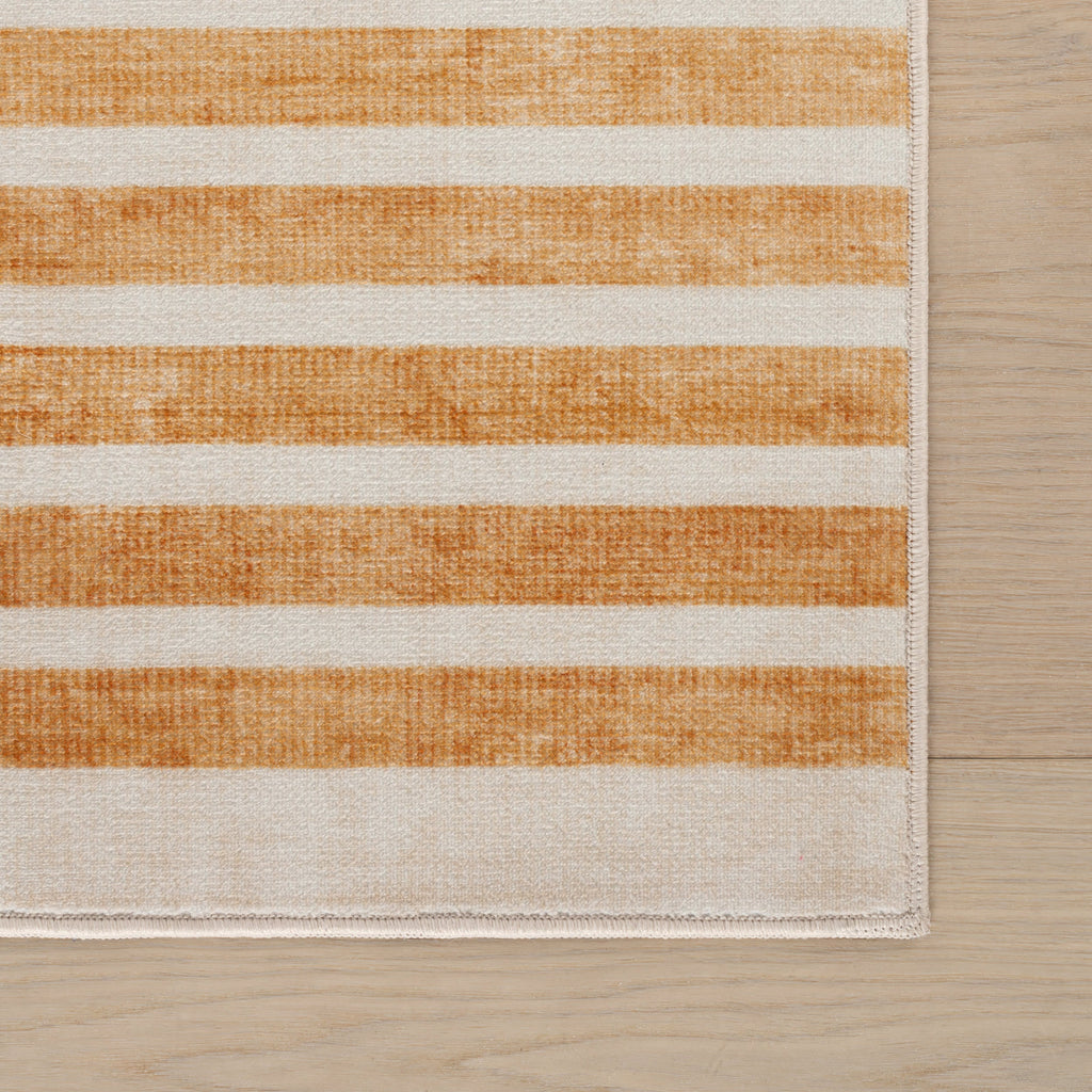 Mauzi Modern Striped Washable Rug | Golden