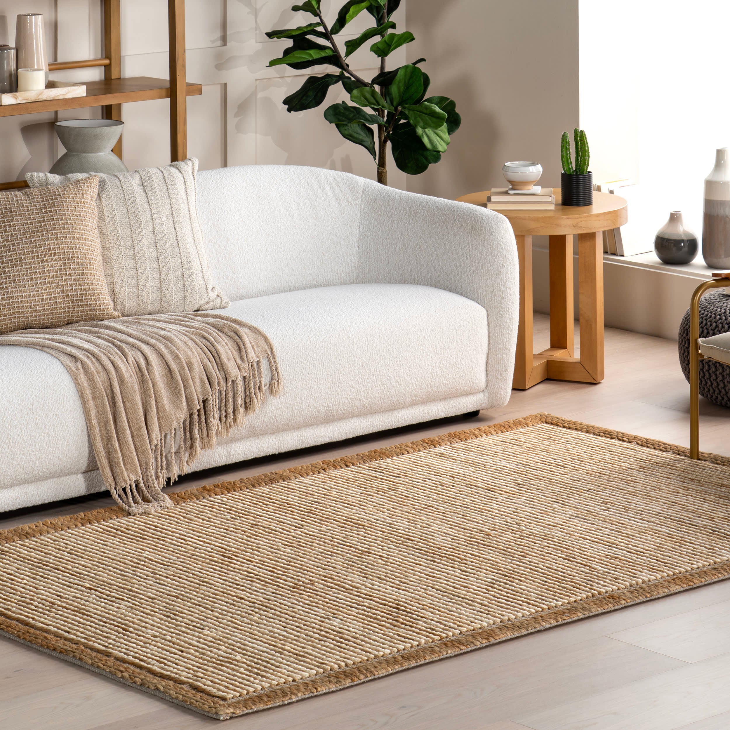 Ilse Bordered Hand Braided Jute Rug | Ivory