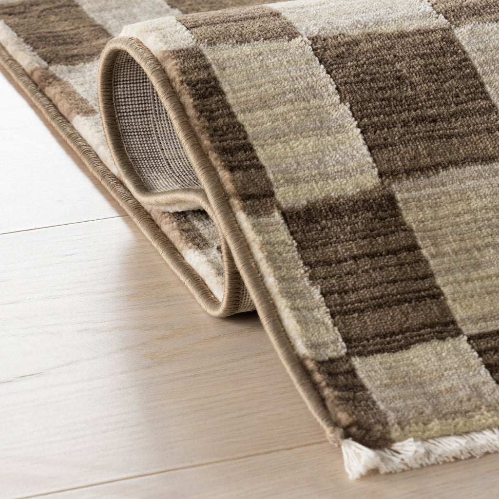Rasali Checkered Box Rug | Brown