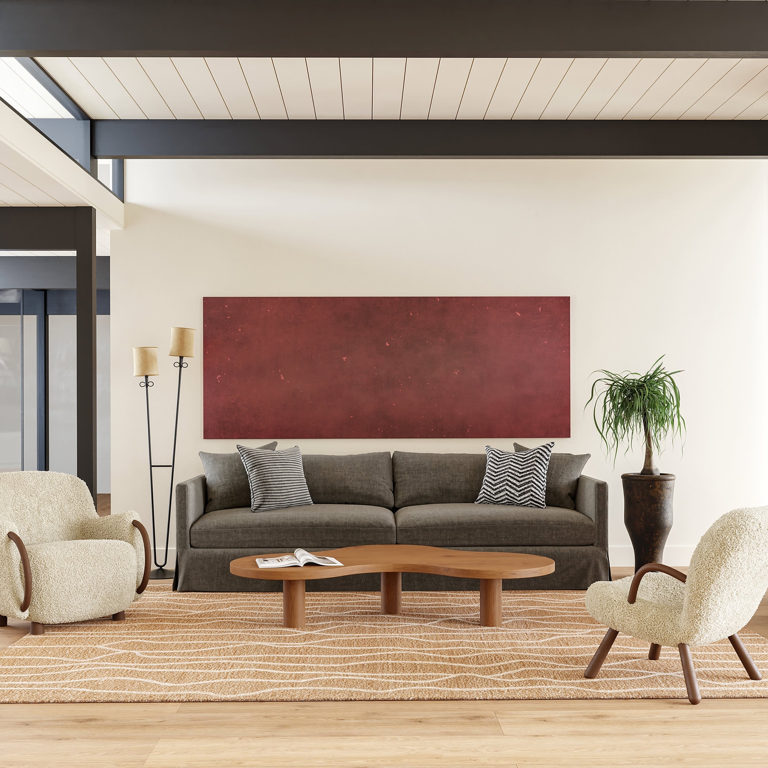 Mana Abstract Wool Rug | Beige Secondary image