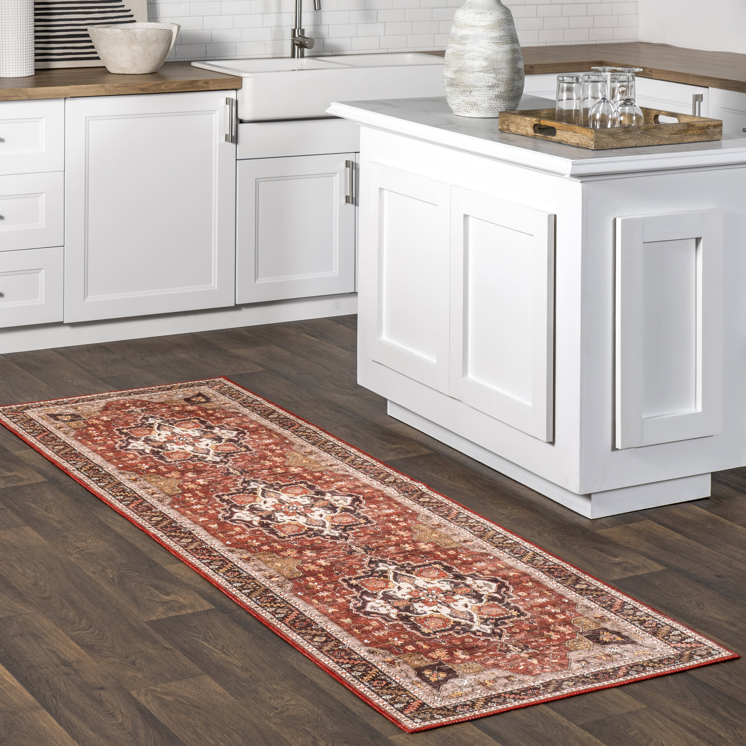 Soraya Spill Proof Washable Rug | Red Secondary image