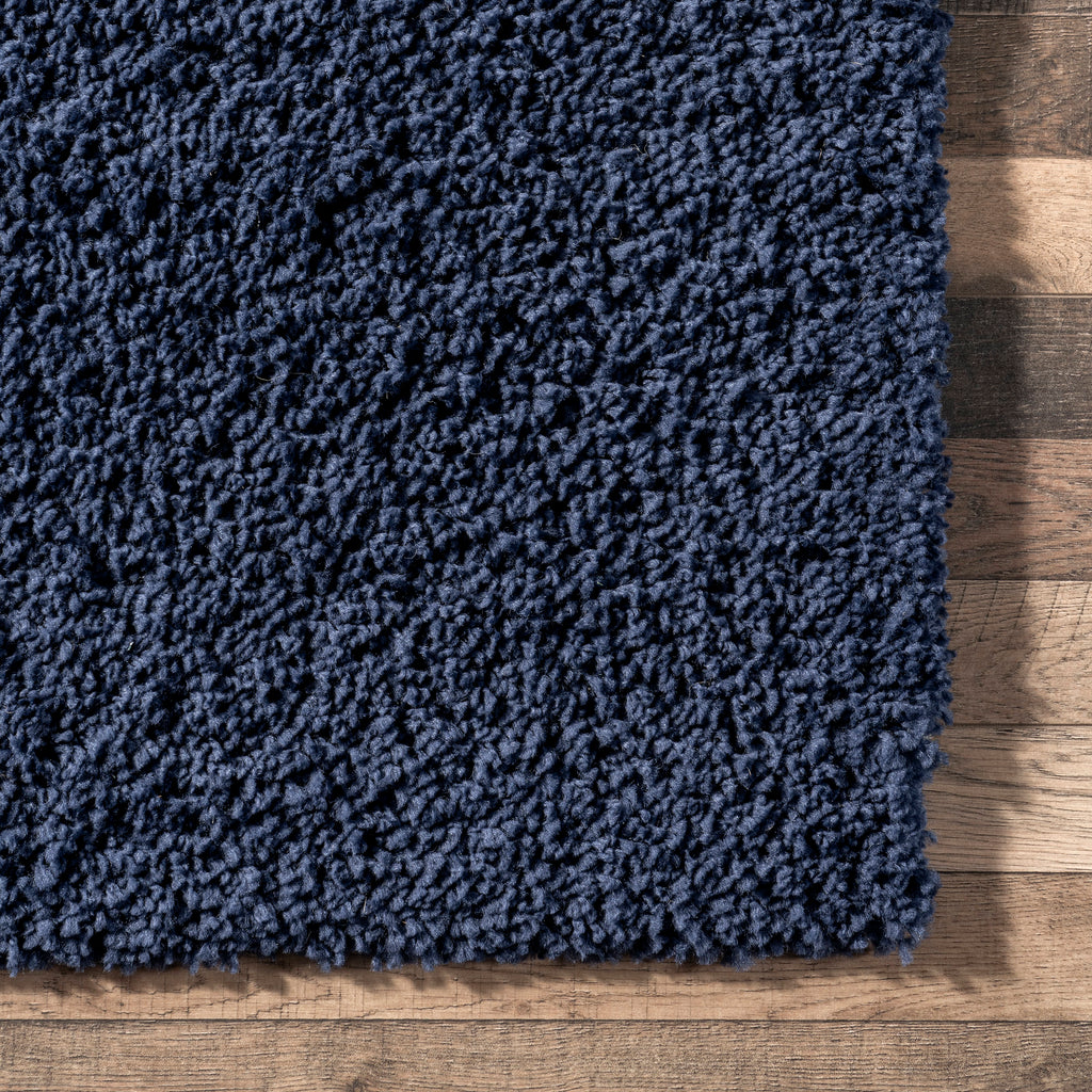Plush Solid Shaggy Rug | Navy