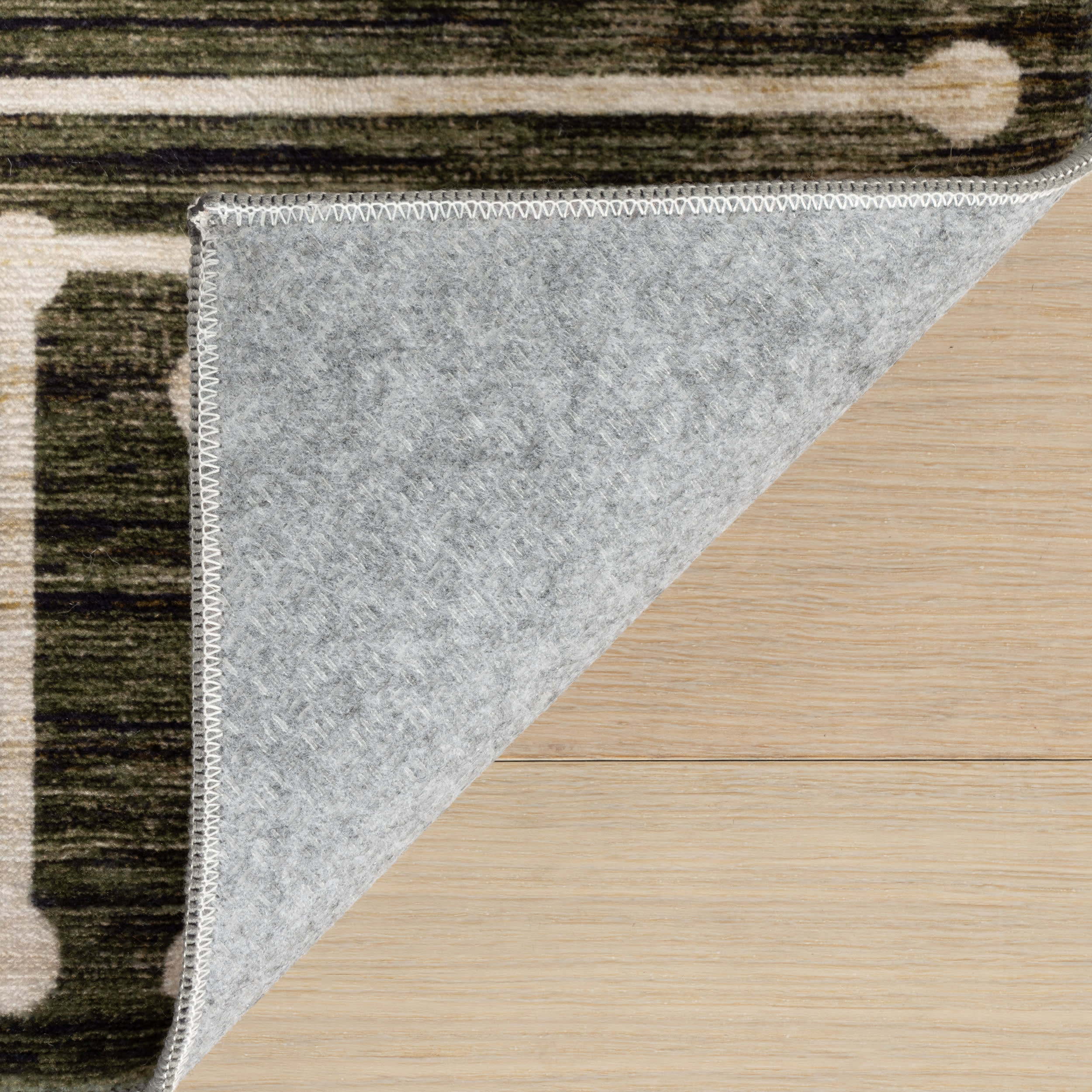 Revelyn Geometric Washable Rug | Green