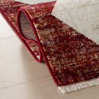 Vanni Checkered Fringed Rug | Red