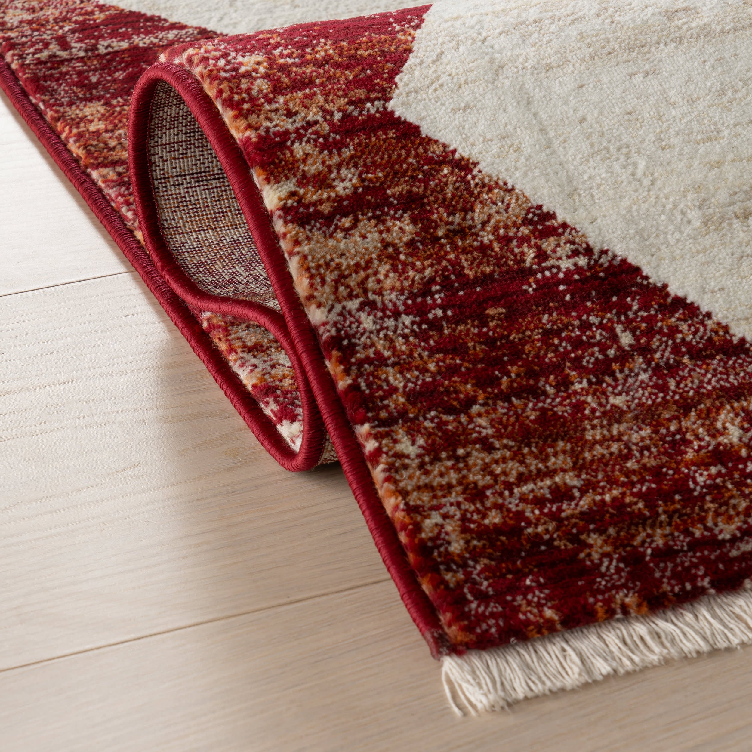 Vanni Checkered Fringed Rug | Red