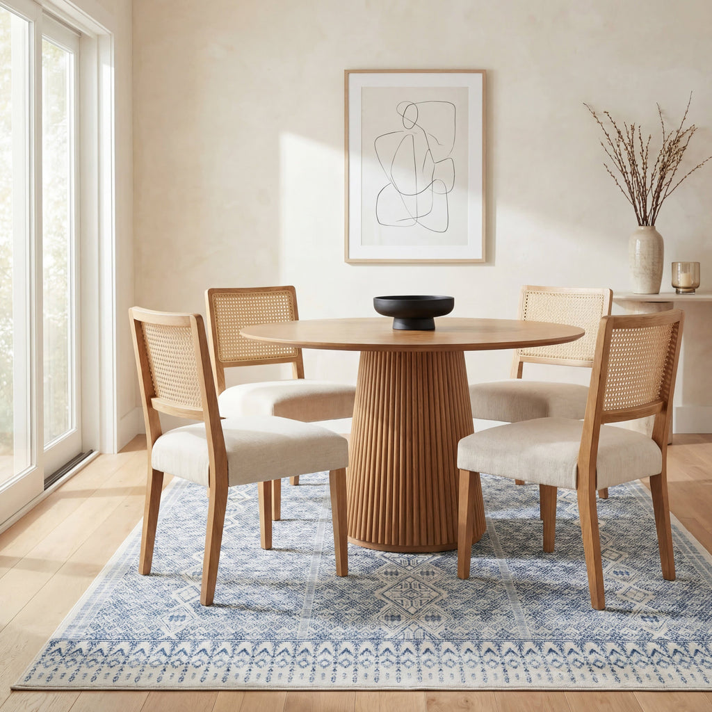 Benica Modern Geometric Washable Rug | Blue