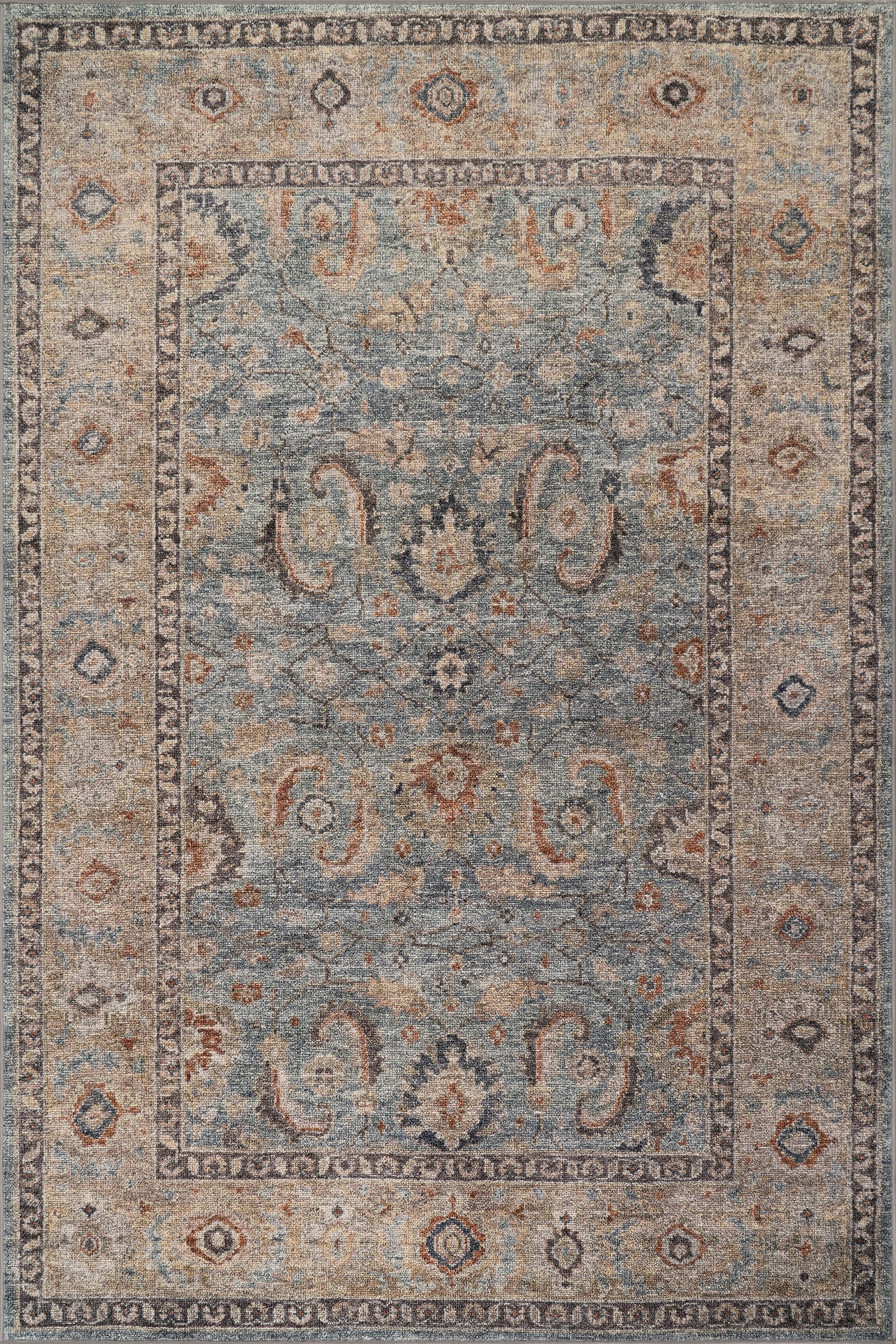 Orlind Traditional Bordered Washable Rug | Blue Image secondaire du produit