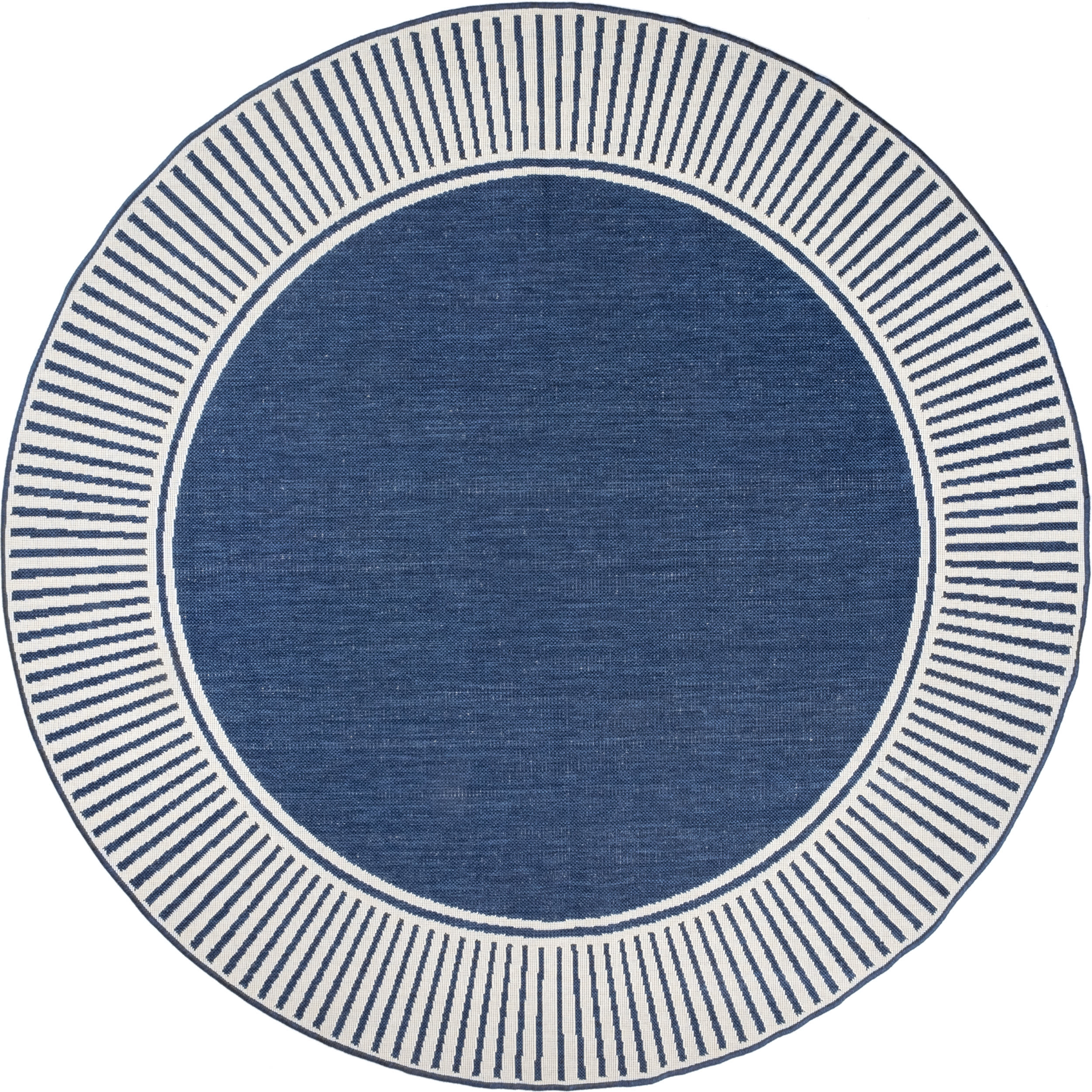 Striped Border Indoor/Outdoor Flatweave Rug | Navy Main image