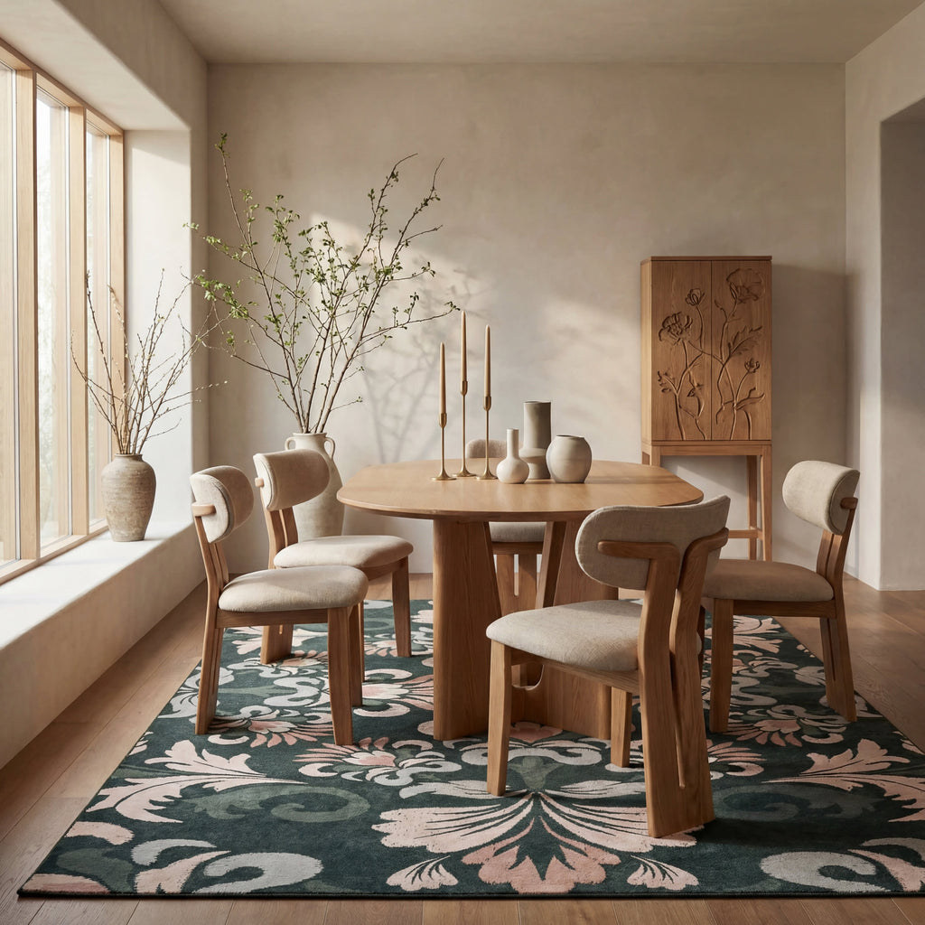 Fayna Floral Washable Rug | Green