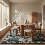 Fayna Floral Washable Rug | Green