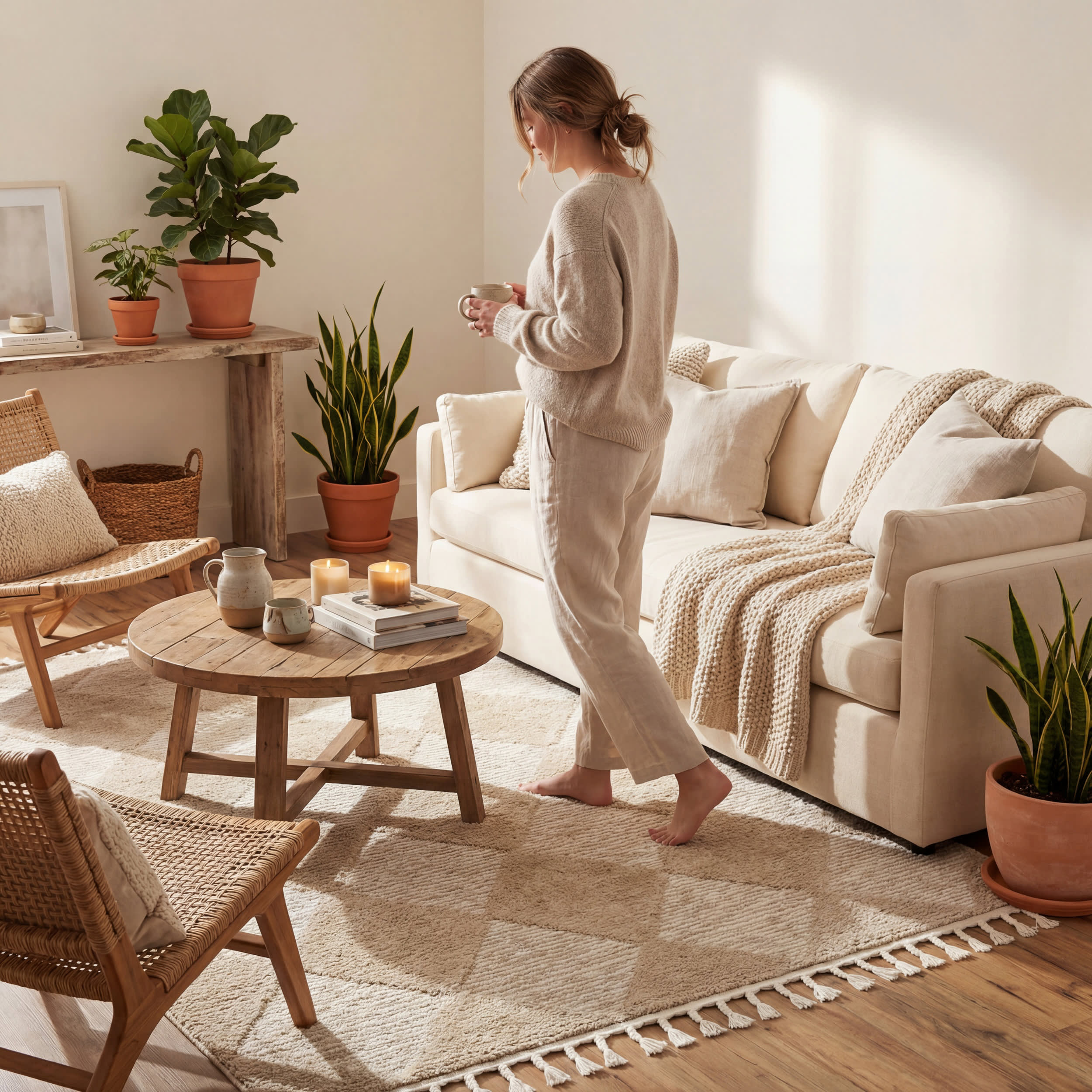 Aylin Diamond Tasseled Rug | Beige