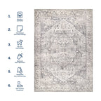 Atrium Medallion Washable Rug | Grey