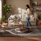 Mev Oriental and Persian Washable Rug | Brown
