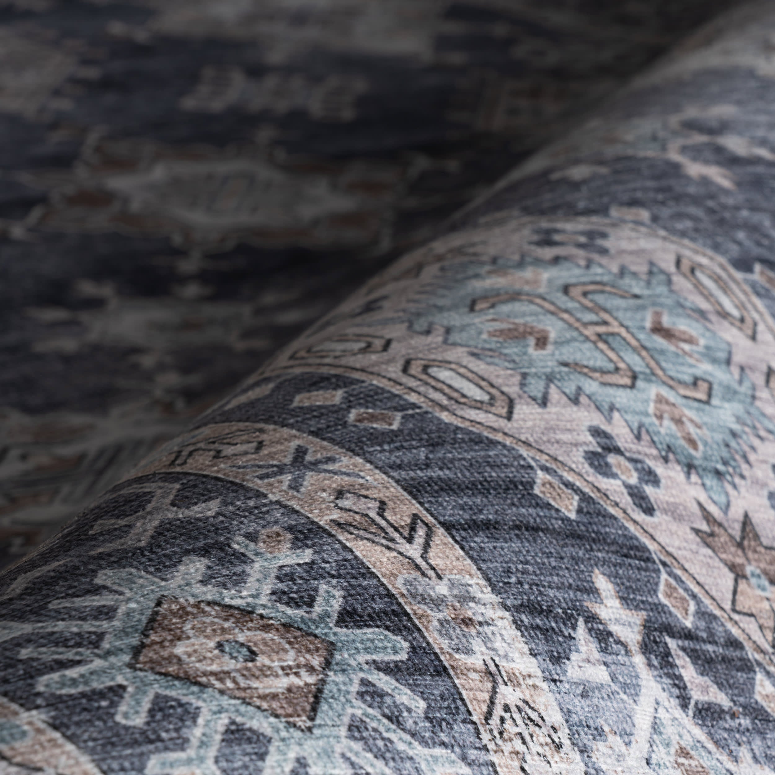 Francesca Timeworn Charm Spill Proof Washable Rug | Blue