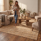Tracewire Bohemian Striped Rug | Tan
