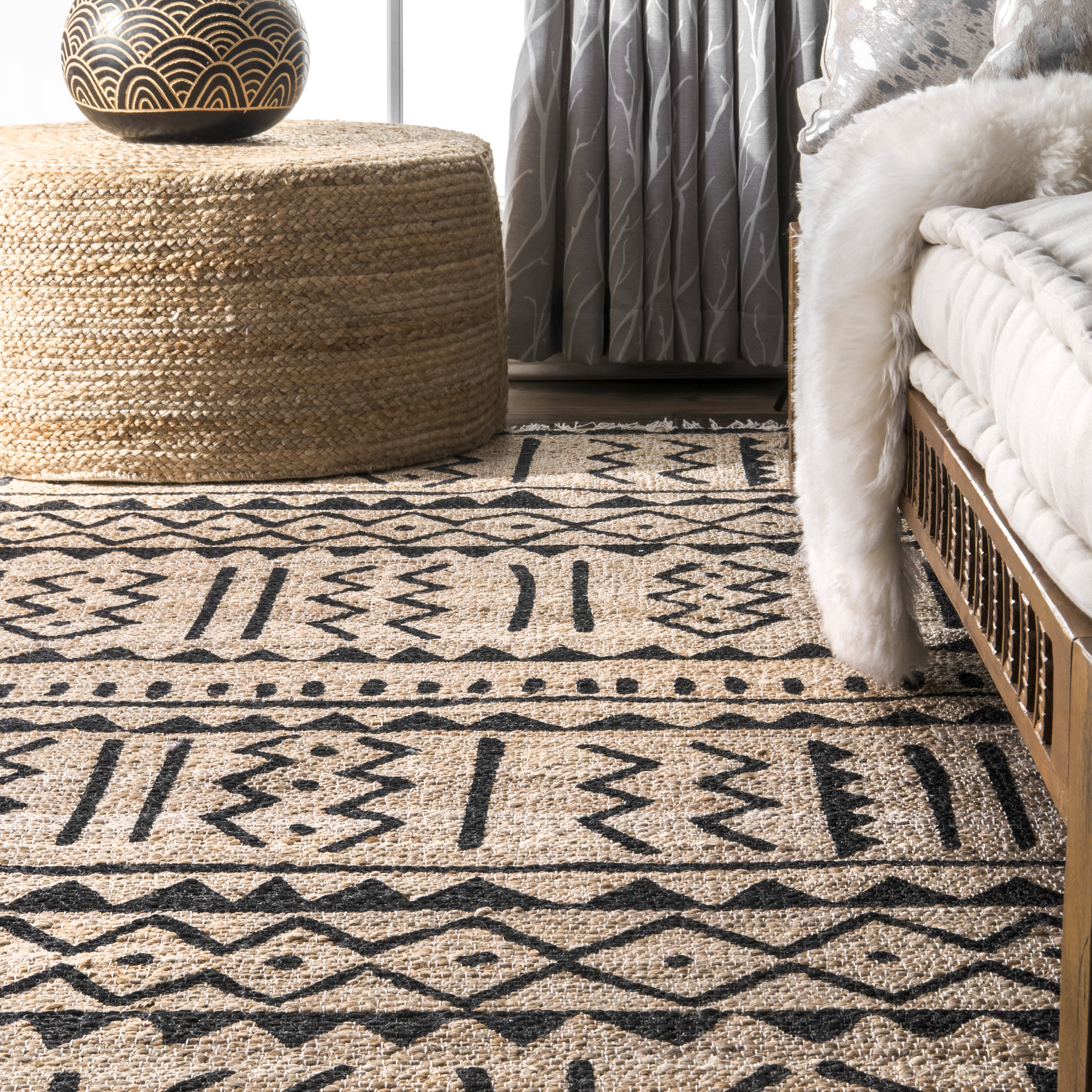 Jute-Blend Tasseled Rug | Natural