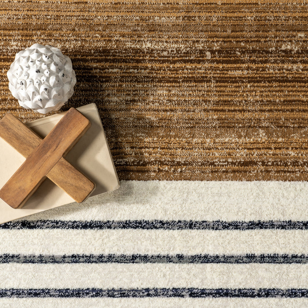 Anette Block Striped Rug | Beige