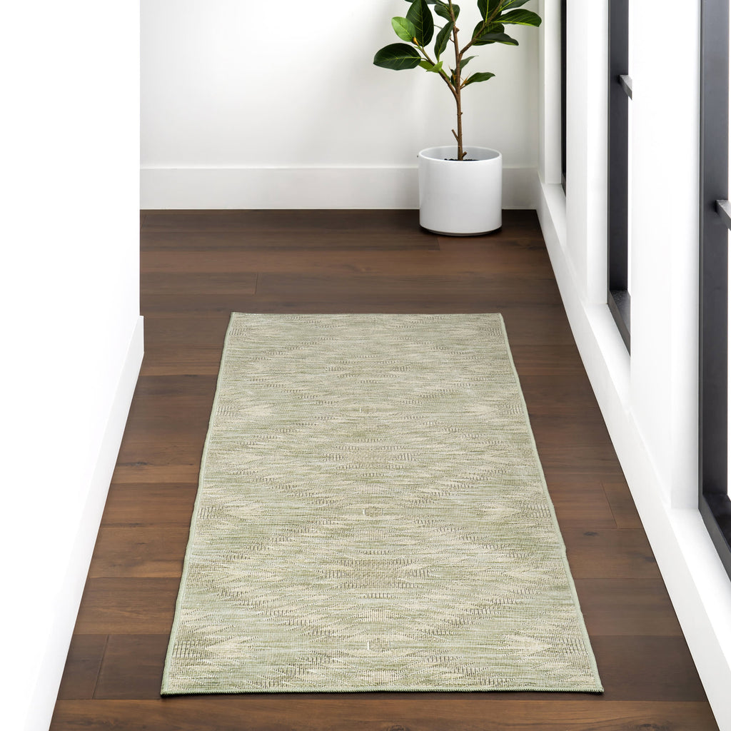 Alva Diamond Washable Rug | Sage Green