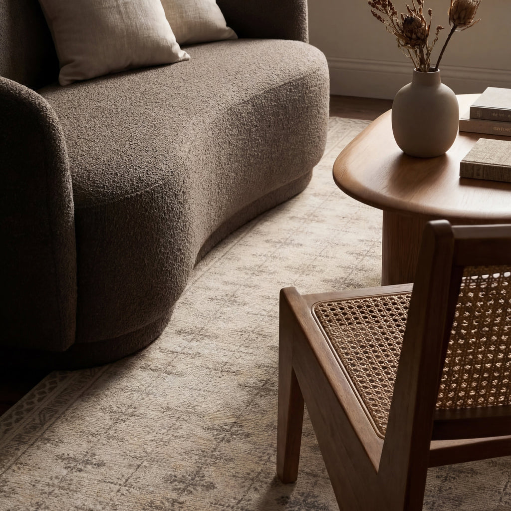 Zayna Traditional Bordered Washable Rug | Ivory