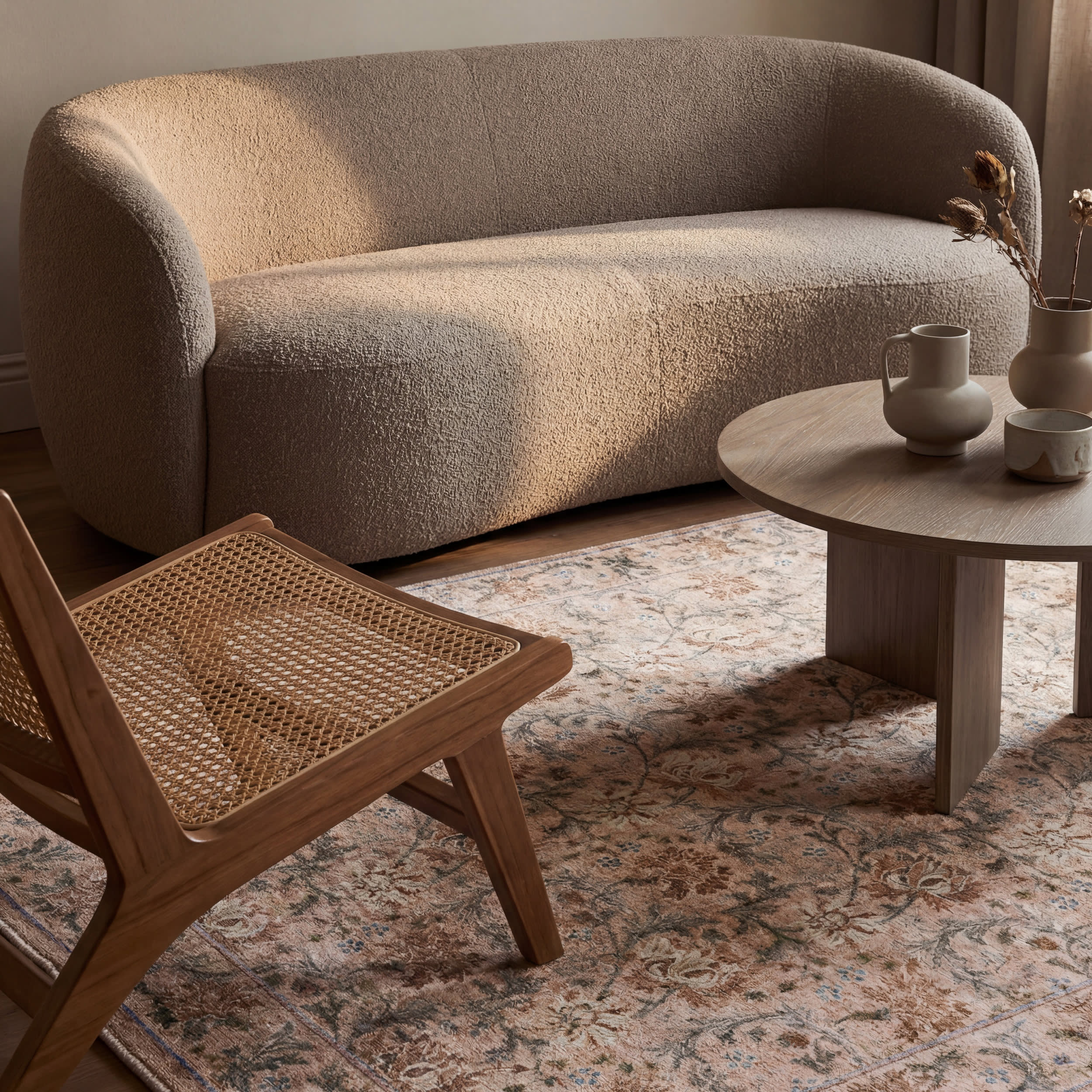 Sinikse Floral and Paisley Washable Rug | Peach