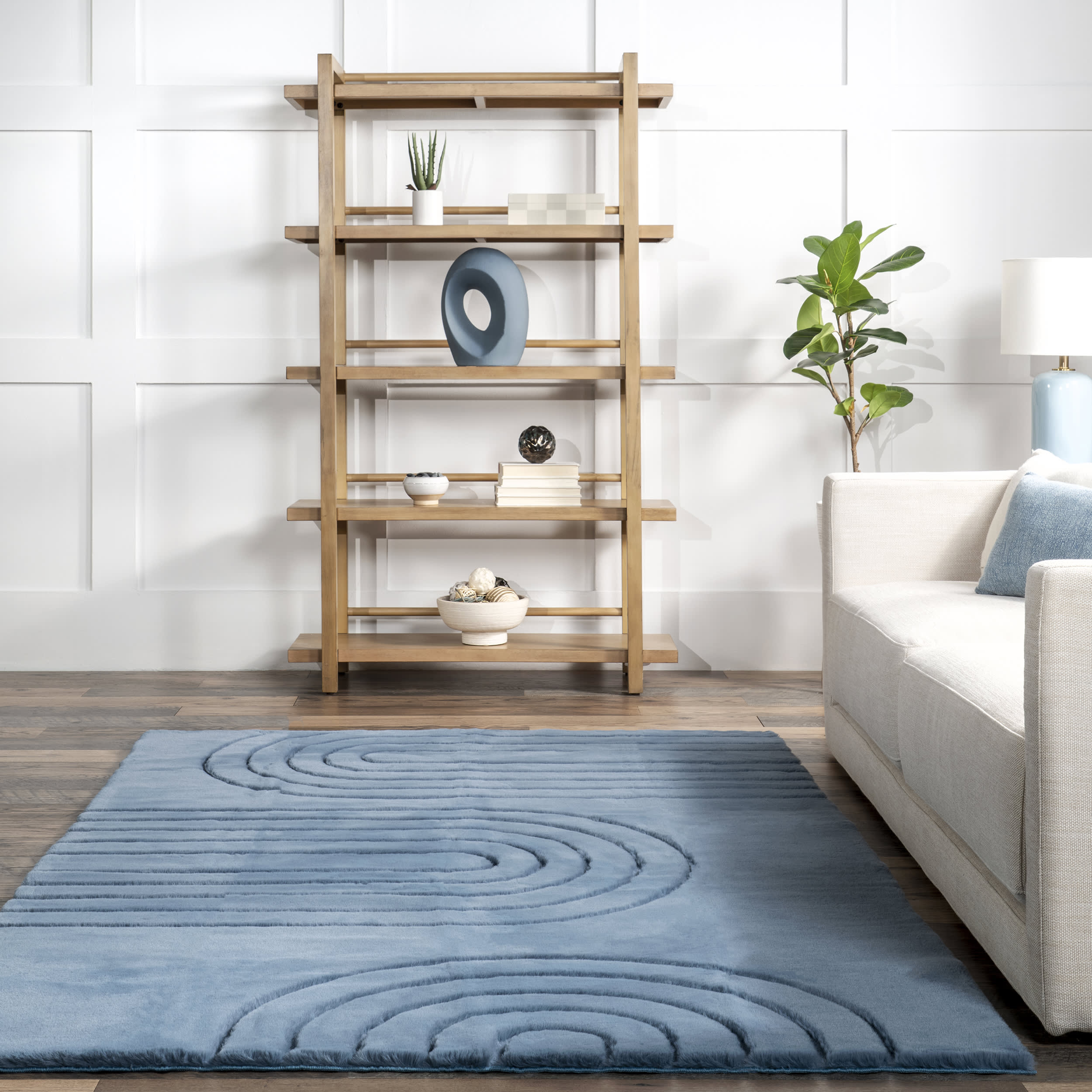 Tracie Arc Plush Cloud Washable Rug | Blue