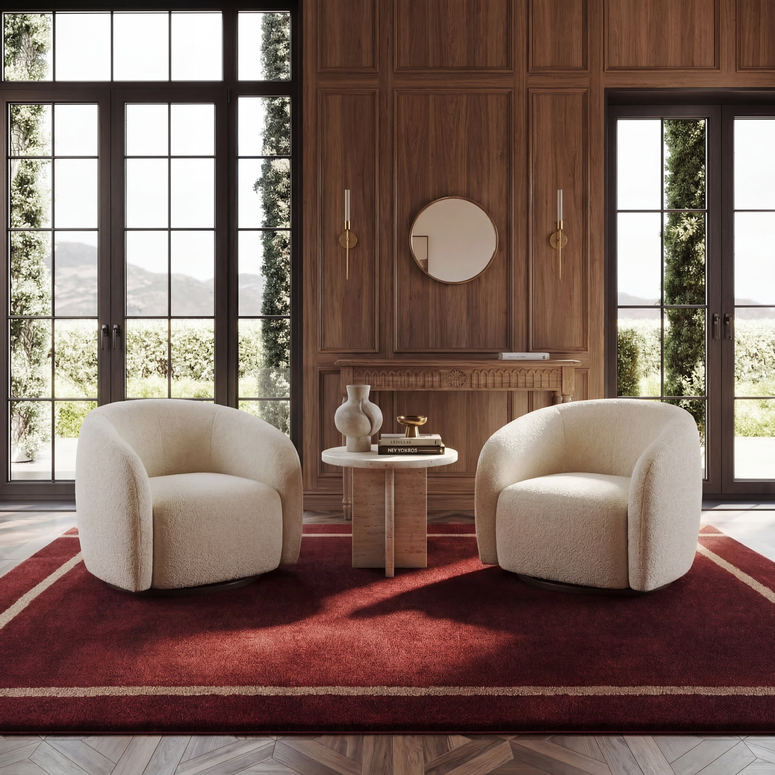 Sivra Bordered Rug | Maroon