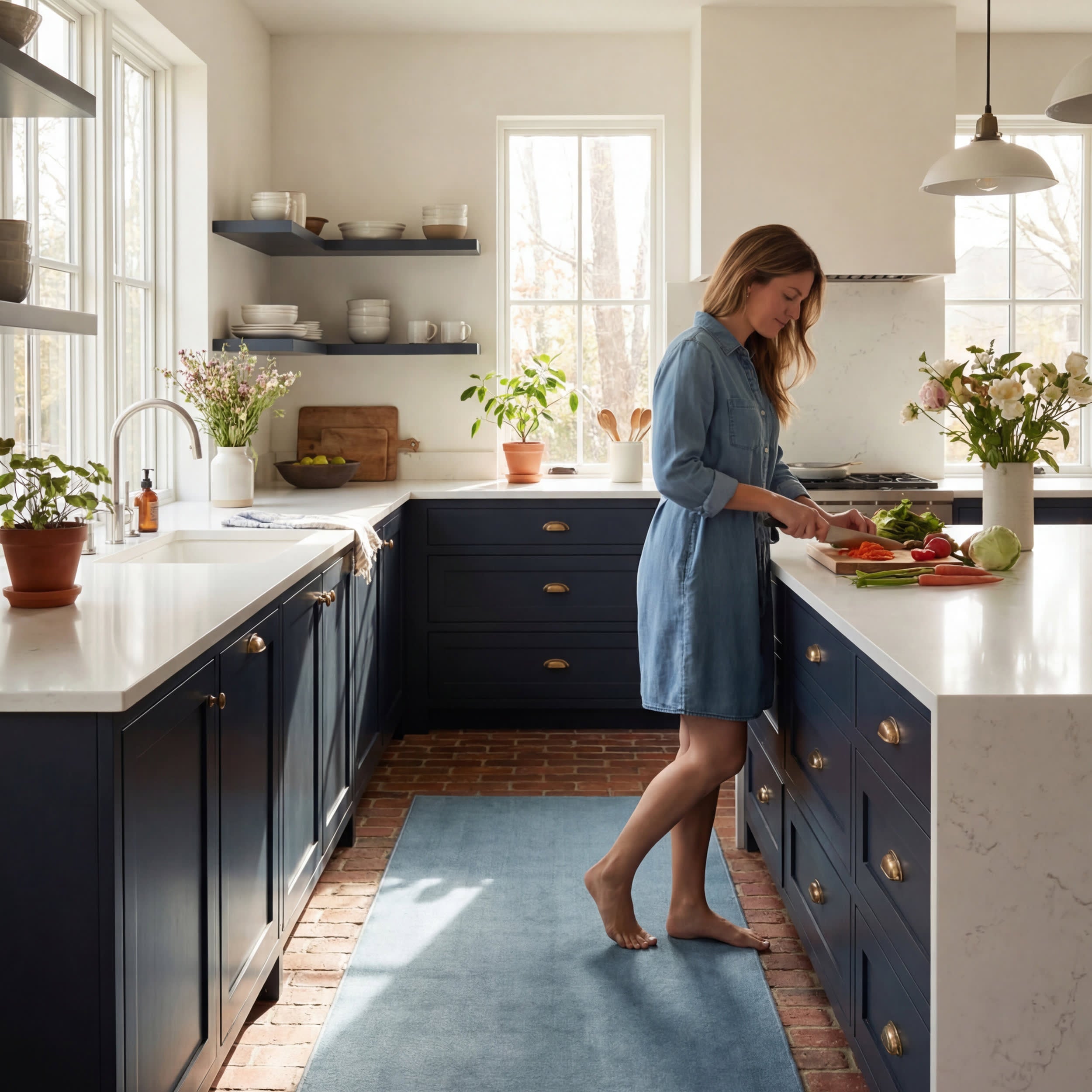 Ranya Modern Solid Rug | Blue