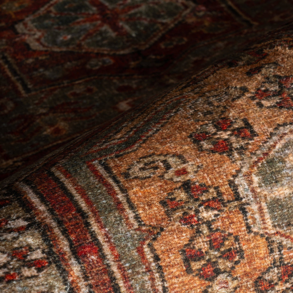 Maid Medallion Washable Rug | Red