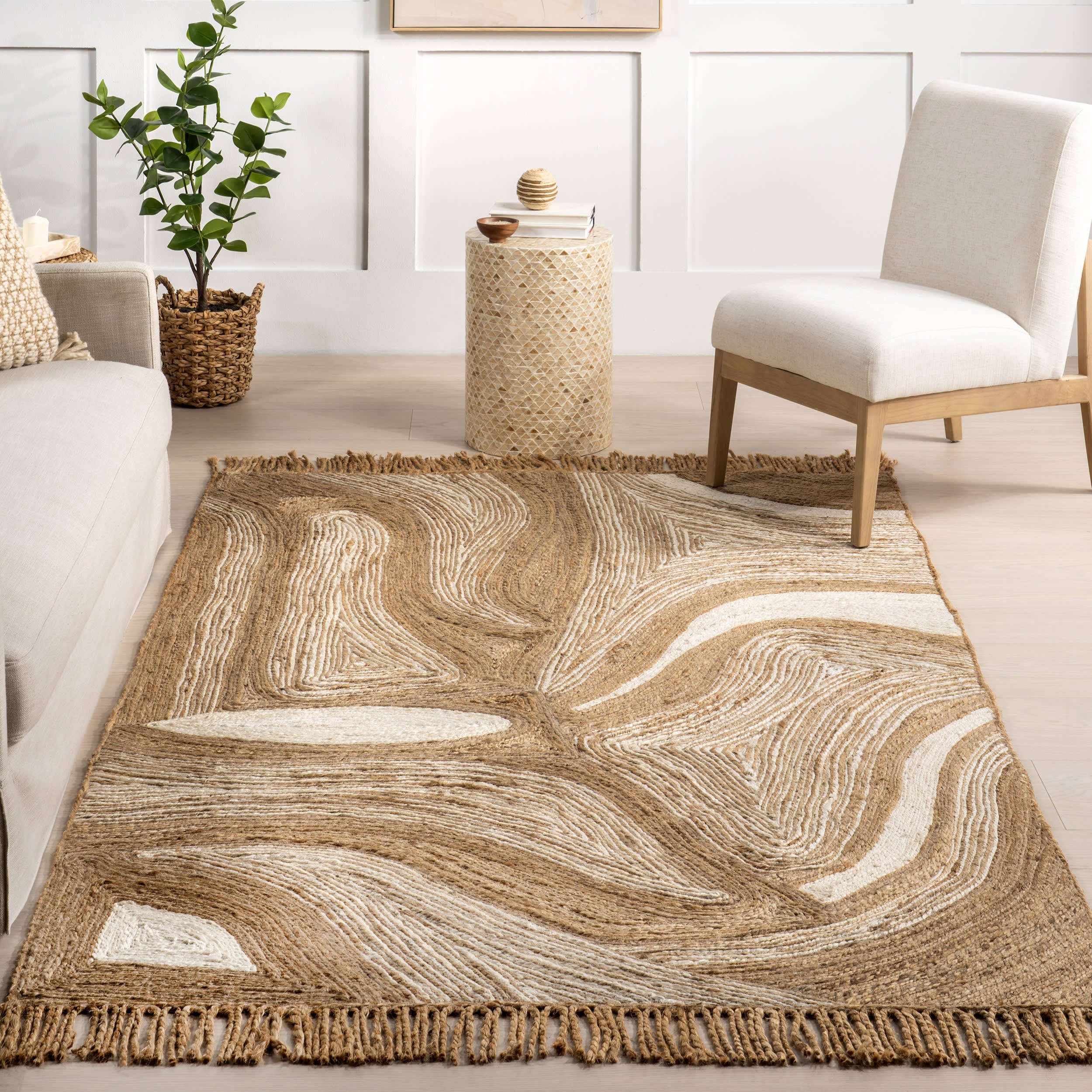 Tillie Marble Jute Tasseled Rug | Natural