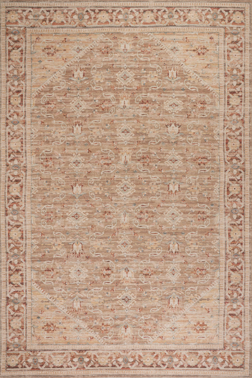 Ankhe Traditional Bordered Rug | Beige