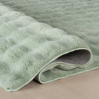Ivana Checkered Plush Cloud Washable Rug | Mint Green